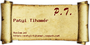 Patyi Tihamér névjegykártya